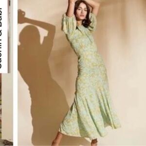 Sachin + Babi Floral Maxi Dress in Green and Gold